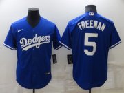 Wholesale Cheap Men's Los Angeles Dodgers #5 Freddie Freeman Royal Cool Base Stitched Baseball Jersey