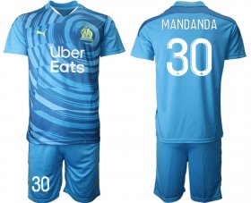Wholesale Cheap Men 2020-2021 club Olympique de Marseille away 30 blue Soccer Jerseys