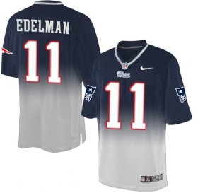 Wholesale Cheap Nike Patriots #11 Julian Edelman Navy Blue/Grey Men\'s Stitched NFL Elite Fadeaway Fashion Jersey