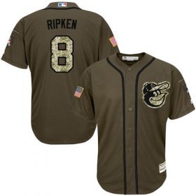 Wholesale Cheap Orioles #8 Cal Ripken Green Salute to Service Stitched Youth MLB Jersey