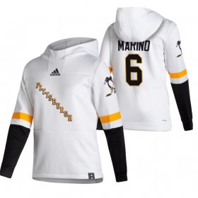 Wholesale Cheap Pittsburgh Penguins #6 John Marino Adidas Reverse Retro Pullover Hoodie White