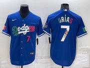 Wholesale Cheap Mens Los Angeles Dodgers #7 Julio Urias Royal Mexico Cool Base Stitched Baseball Jersey