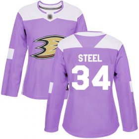 Wholesale Cheap Adidas Ducks #34 Sam Steel Purple Authentic Fights Cancer Women\'s Stitched NHL Jersey