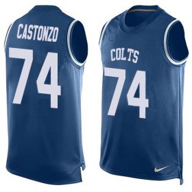 Wholesale Cheap Nike Colts #74 Anthony Castonzo Royal Blue Team Color Men\'s Stitched NFL Limited Tank Top Jersey