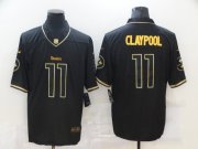 Wholesale Cheap Men's Pittsburgh Steelers #11 Chase Claypool Black 100th Season Golden Edition Jersey