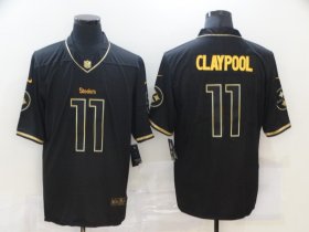 Wholesale Cheap Men\'s Pittsburgh Steelers #11 Chase Claypool Black 100th Season Golden Edition Jersey