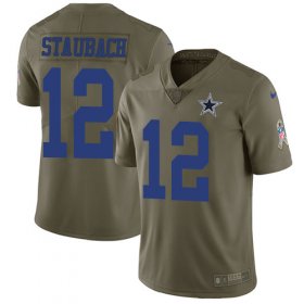 Wholesale Cheap Nike Cowboys #12 Roger Staubach Olive Youth Stitched NFL Limited 2017 Salute to Service Jersey