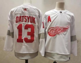 Wholesale Cheap Men\'s Detroit Red Wings #13 Pavel Datsyuk White Adidas 2020-21 Alternate Authentic Player NHL Jersey