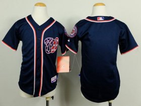 Wholesale Cheap Nationals Blank Blue Cool Base Stitched Youth MLB Jersey
