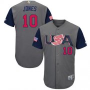 Wholesale Cheap Team USA #10 Adam Jones Gray 2017 World MLB Classic Authentic Stitched MLB Jersey