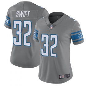 Wholesale Cheap Nike Lions #32 D\'Andre Swift Gray Women\'s Stitched NFL Limited Rush Jersey