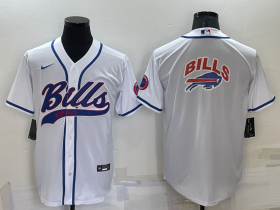 Wholesale Cheap Men\'s Buffalo Bills White Team Big Logo With Patch Cool Base Stitched Baseball Jersey