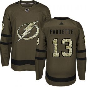 Cheap Adidas Lightning #13 Cedric Paquette Green Salute to Service Stitched NHL Jersey