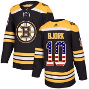 Wholesale Cheap Adidas Bruins #10 Anders Bjork Black Home Authentic USA Flag Youth Stitched NHL Jersey