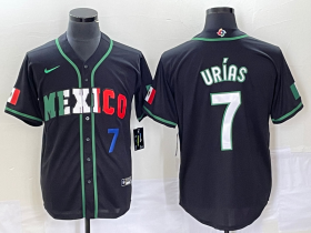 Wholesale Cheap Men\'s Mexico Baseball #7 Julio Urias Number 2023 Black White World Classic Stitched Jersey6