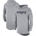 Wholesale Cheap Men's New England Patriots Nike Heathered Gray Sideline Slub Performance Hooded Long Sleeve T-Shirt