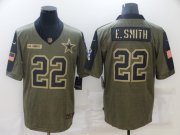 Wholesale Cheap Men's Dallas Cowboys #22 Emmitt Smith Nike Olive 2021 Salute To Service Retired Player Limited Jersey