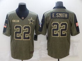 Wholesale Cheap Men\'s Dallas Cowboys #22 Emmitt Smith Nike Olive 2021 Salute To Service Retired Player Limited Jersey