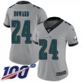 Wholesale Cheap Nike Eagles #24 Jordan Howard Silver Women's Stitched NFL Limited Inverted Legend 100th Season Jersey