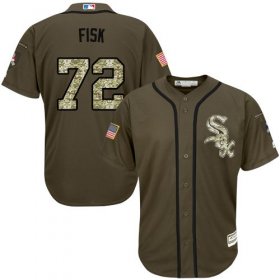 Wholesale Cheap White Sox #72 Carlton Fisk Green Salute to Service Stitched MLB Jersey