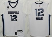 Wholesale Cheap Men's Memphis Grizzlies #12 Ja Morant White With NO.6 Patch Stitched Jersey