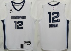 Wholesale Cheap Men\'s Memphis Grizzlies #12 Ja Morant White With NO.6 Patch Stitched Jersey