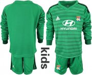 Wholesale Cheap Lyon Blank Green Goalkeeper Long Sleeves Kid Soccer Club Jersey
