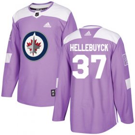 Wholesale Cheap Adidas Jets #37 Connor Hellebuyck Purple Authentic Fights Cancer Stitched Youth NHL Jersey