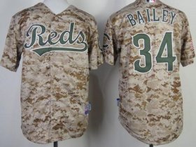 Wholesale Cheap Reds #34 Homer Bailey Camo Cool Base Stitched Youth MLB Jersey