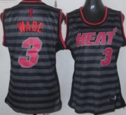 Wholesale Cheap Miami Heat #3 Dwyane Wade Gray With Black Pinstripe Womens Jersey