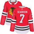 Wholesale Cheap Adidas Blackhawks #7 Brent Seabrook Red Home Authentic Women's Stitched NHL Jersey