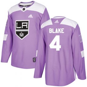 Wholesale Cheap Adidas Kings #4 Rob Blake Purple Authentic Fights Cancer Stitched Youth NHL Jersey