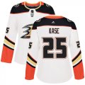 Wholesale Cheap Adidas Ducks #25 Ondrej Kase White Road Authentic Women's Stitched NHL Jersey