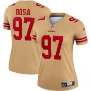 Women San Francisco 49ers #97 Nick Bosa Gold Stitched NFL Limited Inverted Legend Jersey