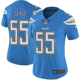 Wholesale Cheap Nike Chargers #55 Junior Seau Electric Blue Alternate Women\'s Stitched NFL Vapor Untouchable Limited Jersey