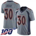 Wholesale Cheap Nike Broncos #30 Phillip Lindsay Gray Men's Stitched NFL Limited Inverted Legend 100th Season Jersey