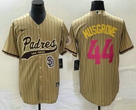Wholesale Cheap Men\'s San Diego Padres #44 Joe Musgrove Tan Pinstripe 2023 City Connect Cool Base Stitched Jersey