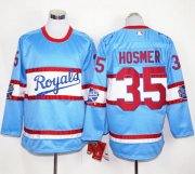 Wholesale Cheap Royals #35 Eric Hosmer Light Blue Long Sleeve Stitched MLB Jersey