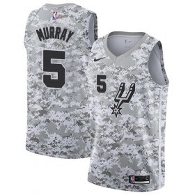 Wholesale Cheap Men\'s Nike San Antonio Spurs #5 Dejounte Murray White Camo Basketball Swingman Earned Edition Jersey