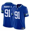 Cheap Men's Seattle Seahawks #91 Byron Murphy II Royal 2024 Draft F.U.S.E Throwback Vapor Limited Football Stitched Jersey