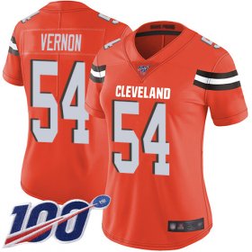 Wholesale Cheap Nike Browns #54 Olivier Vernon Orange Alternate Women\'s Stitched NFL 100th Season Vapor Limited Jersey
