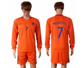 Wholesale Cheap Holland #7 Memphis Home Long Sleeves Soccer Country Jersey