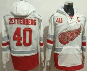 Wholesale Cheap Men's Detroit Red Wings #40 Henrik Zetterberg Reebok White 2017 Centennial Classic Premier Old Time Hockey Hoodie
