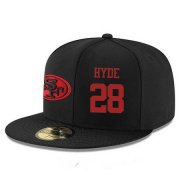 Wholesale Cheap San Francisco 49ers #28 Carlos Hyde Snapback Cap NFL Player Black with Red Number Stitched Hat