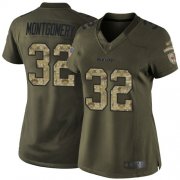Wholesale Cheap Nike Bears #32 David Montgomery Green Women's Stitched NFL Limited 2015 Salute to Service Jersey