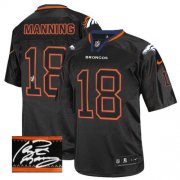 Wholesale Cheap Nike Broncos #18 Peyton Manning Lights Out Black Men's Stitched NFL Elite Autographed Jersey