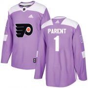 Wholesale Cheap Adidas Flyers #1 Bernie Parent Purple Authentic Fights Cancer Stitched NHL Jersey