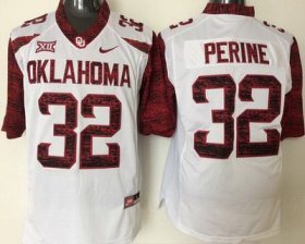 Wholesale Cheap Men\'s Oklahoma Sooners #32 Samaje Perine White 2016 College Football Nike Limited Jersey