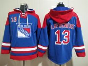 Wholesale Cheap Men's New York Rangers #13 Alexis Lafreniere Blue Ageless Must Have Lace Up Pullover Hoodie