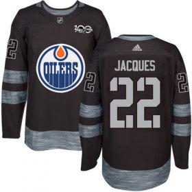 Wholesale Cheap Adidas Oilers #22 Jean-Francois Jacques Black 1917-2017 100th Anniversary Stitched NHL Jersey